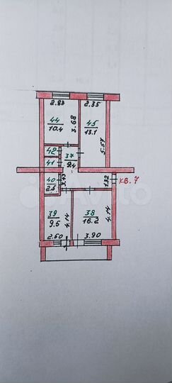 3-к. квартира, 63,3 м², 1/2 эт.