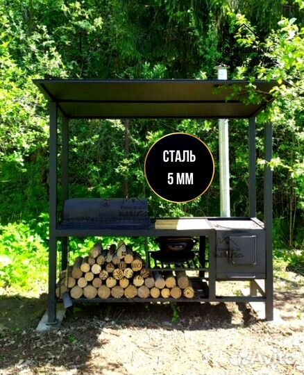 Мангал лофт с крышей