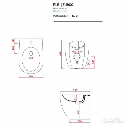 Artceram file 2.0 Биде напольное FLB002 01 30