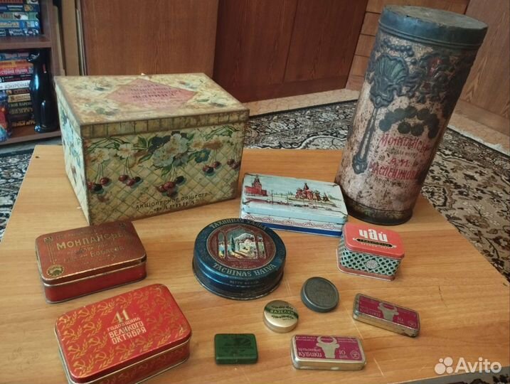 Антикварные, винтажные, жестяные банки