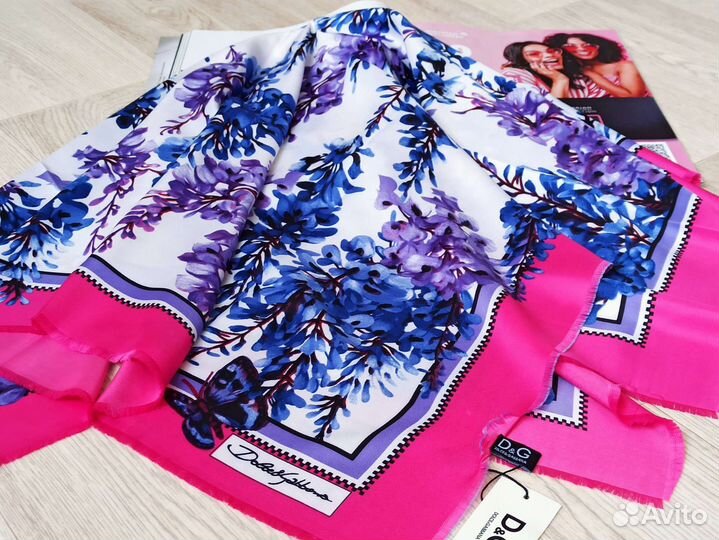 Платок белый фуксия Шелк Dolce Gabbana 6 цветов