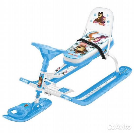 Снегокат Маша и медведь со спинкой к/белый *1 cмm2