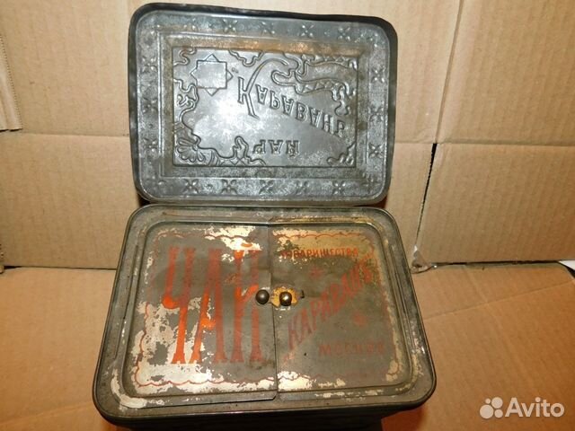 Антикварная, жестяная банка Чай Караван ри, в инте