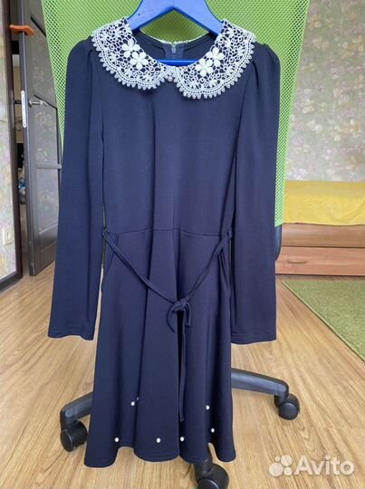 Школьное синее платье
