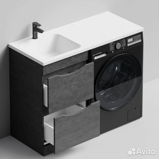 Тумба под стиральную машину 110см Smile серый