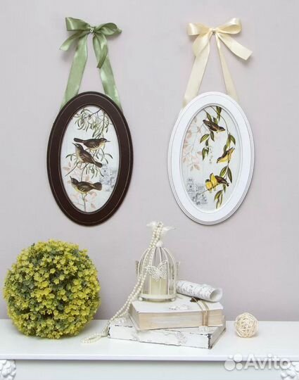 Панно птички винтажный стиль на ленте