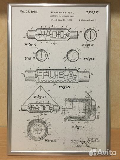 Винтаж постер А4 лампы радиолампы старинный редкий