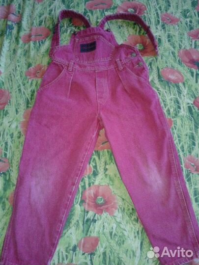 Толстый джинсовый комбез, х/б, р 110