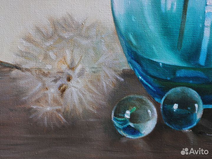 Картина маслом Натюрморт с одуванчиками