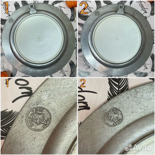 Настенная тарелка Олово времена года Осень Зима