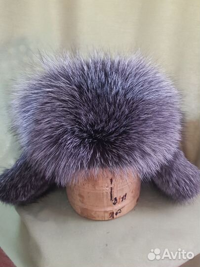 Шапка метелица чернобурка и кожа