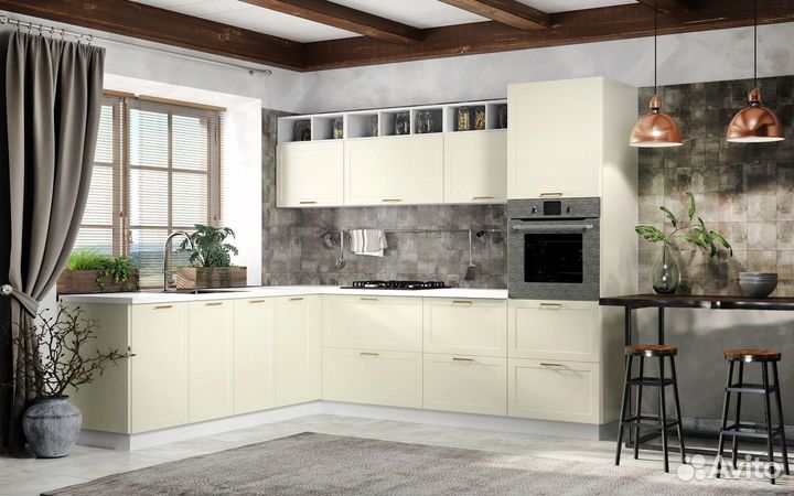 Кухня Квадро Ваниль Кожа