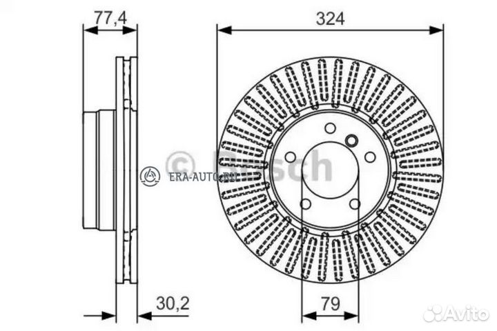 Bosch 0986479D39 Диск торм. пер.вент.324x30 5 отв
