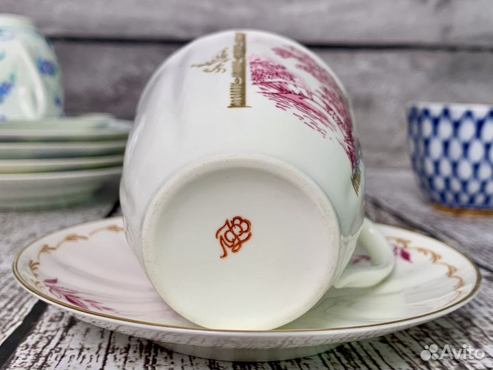 Костяной фарфор винтаж лфз кофейная пара