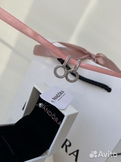 Серьги кольца Pandora Логомания