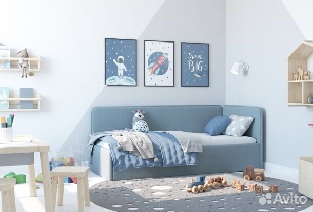 Детская кровать-диван Диван голубой