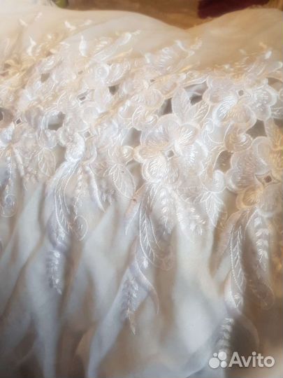 Тюль капроновая ажурная вышивка цветы
