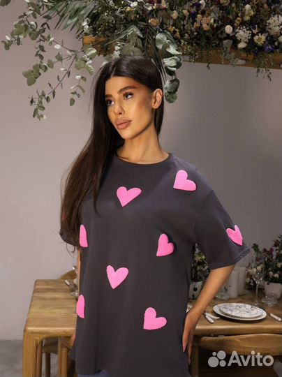 Футболка с сердечками Корея