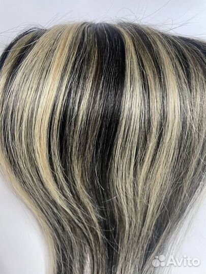 Натуральные волосы на заколках, мелированные