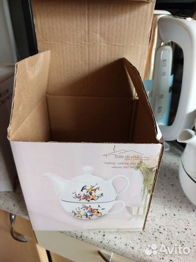 Заварочный чайник с чашкой новый