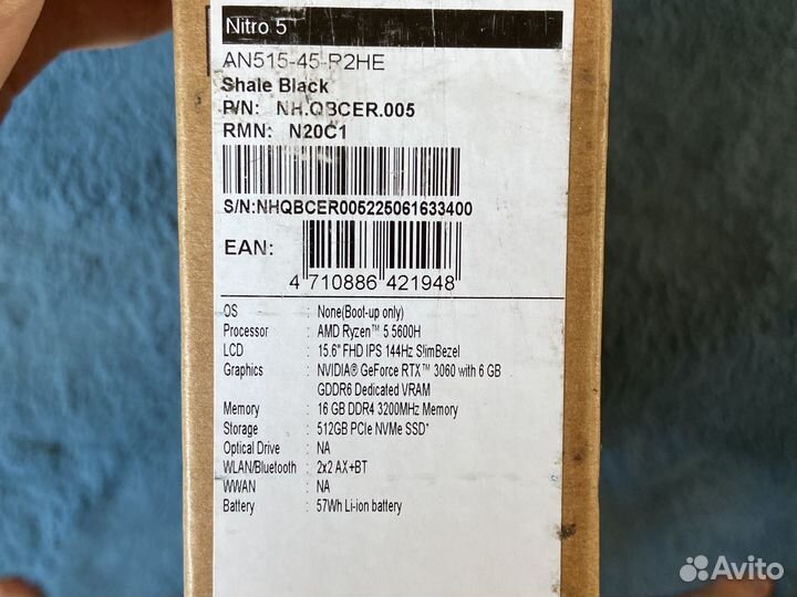 Новый Acer Nitro 5 чек/гар (rtx 3060/16 gb/ 512)