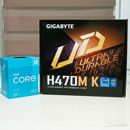 Комплект i3-10105F BOX + Gigabyte H470M K / Новый