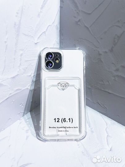 Чехол На iPhone 12 Прозрачный С Картхолдером
