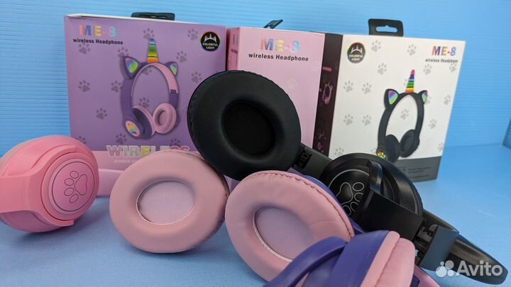 Наушники беспроводные Единорог + ушки детские