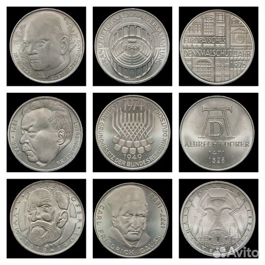 Серебряная монета 5 марок фрг