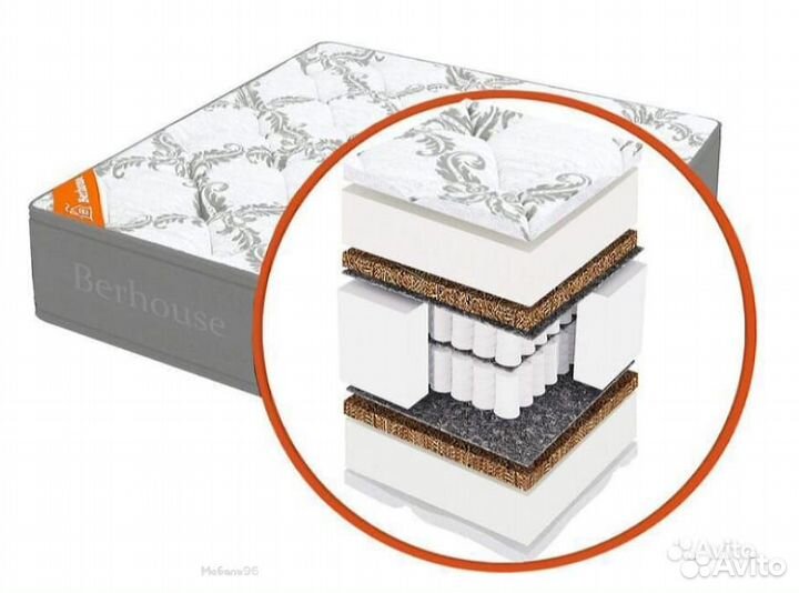 Матрас Mega mult кокос ППУ 20 MultiPocket Gray Nig