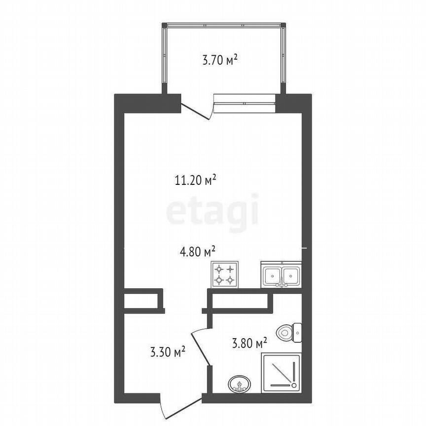 Квартира-студия, 23,1 м², 8/14 эт.