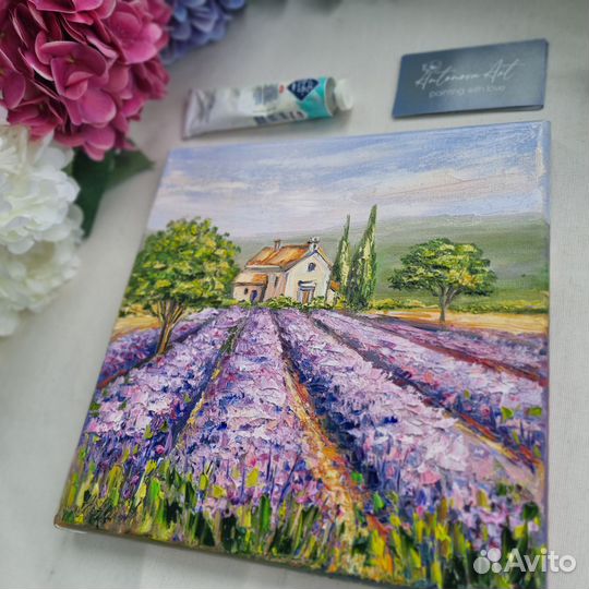 Картина маслом лаванда пейзаж Прованса цветы