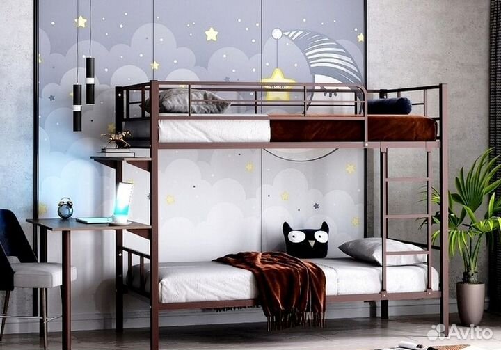 Двухъярусная кровать манеж с высокими бортиками