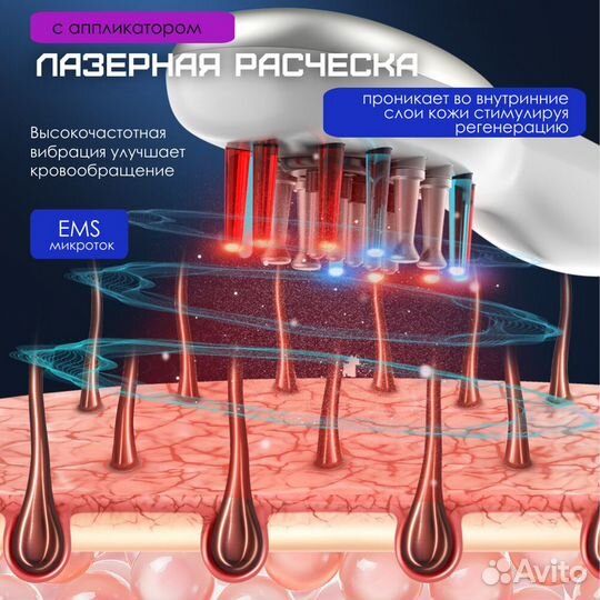 Расческа массажер для волос микротоковая с апплика