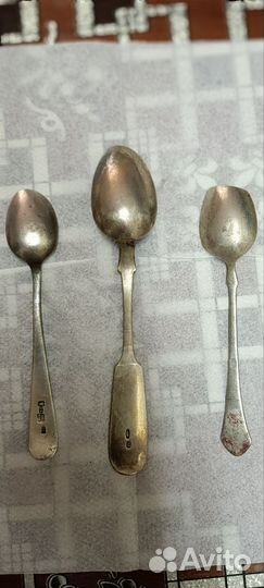 Старинные чайные ложки серебро 84 пробы