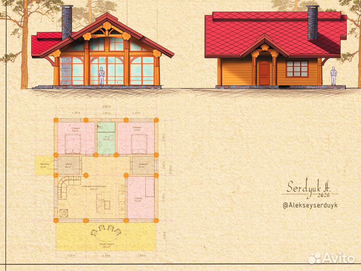 Дом из сруба, проект «Женева», 130 кв.м, кедр