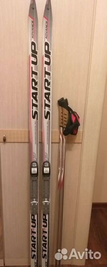 Лыжи беговые (полупластик) с ботинками р.36