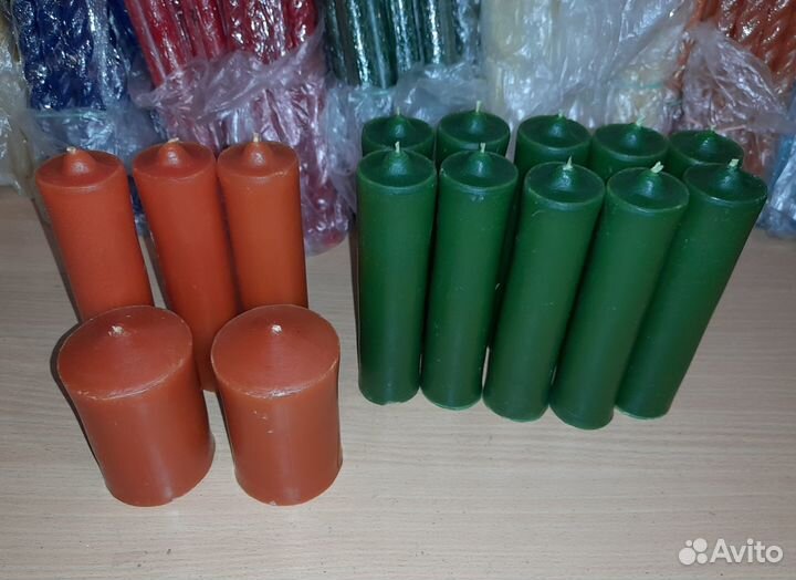 Восковые цилиндрические цветные свечи, №1