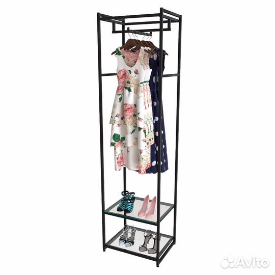 Стеллаж для одежды aс2260-08-Ч со стеклом 220х60х4