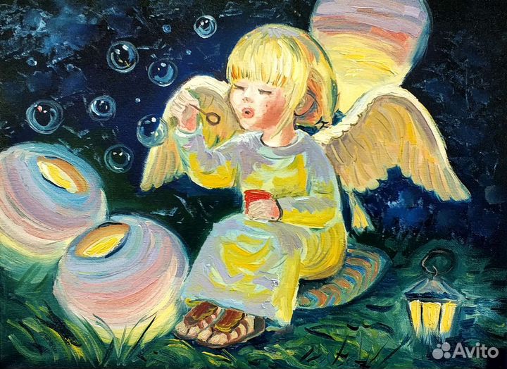 Картина ручной работы на холсте. Ангел