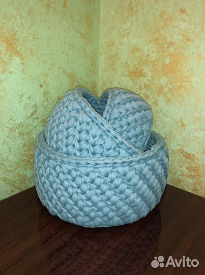 Корзинка из трикотажной пряжи