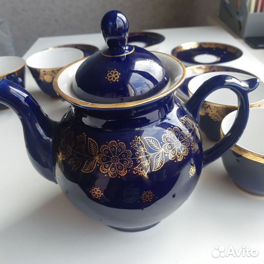 Чайный сервиз лфз кобальтовый СССР