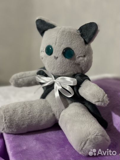 Мягкая игрушка серый кот ручной работы