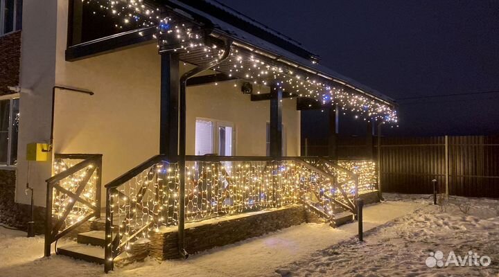 Украшение домов гирляндами