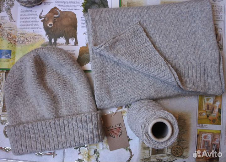 Шапка из шарф из 100 яка