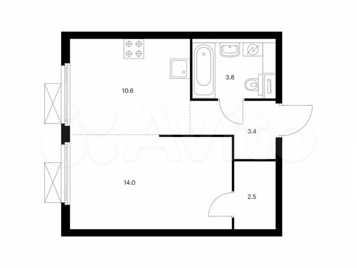 Квартира-студия, 34,3 м², 28/33 эт.
