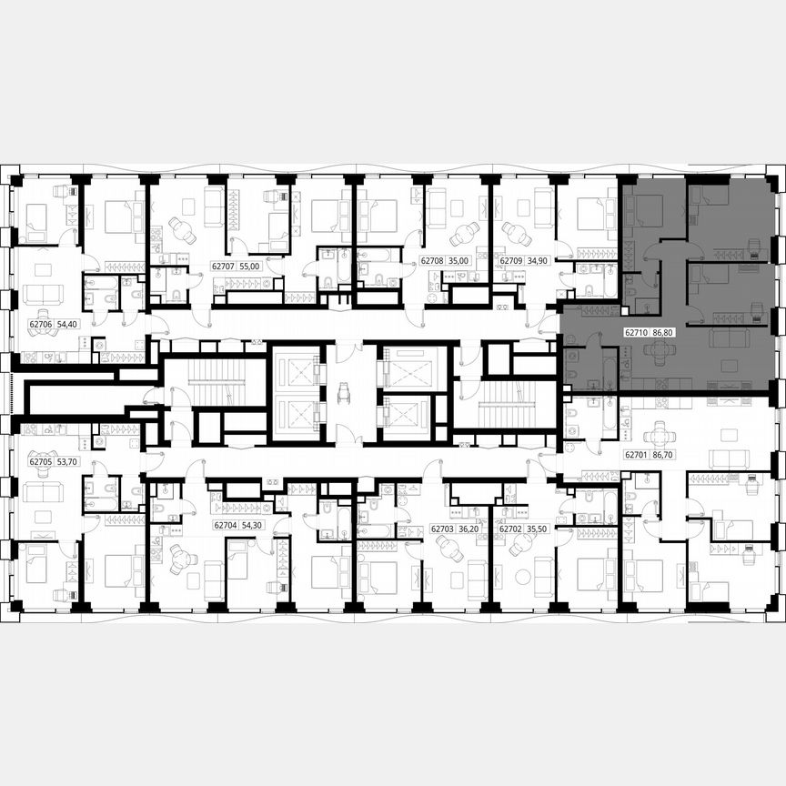 3-к. квартира, 86,8 м², 27/48 эт.