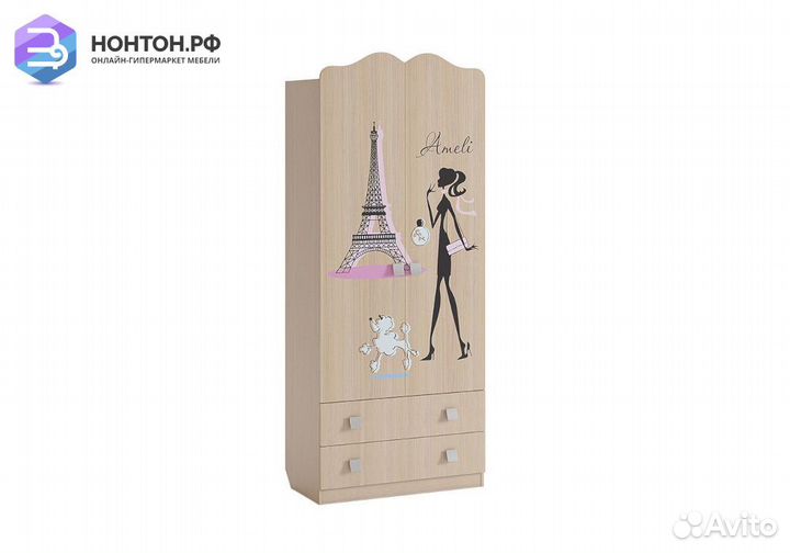 Шкаф комбинированный двухстворчатый с ящиками Амел