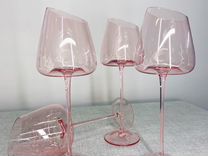 Бокалы для вина фужеры розовое стекло винтаж