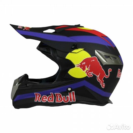 Мотошлем кроссовый WLT RED bull черно-сине-красный